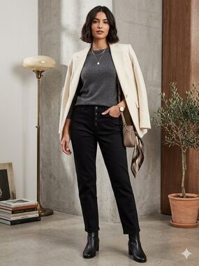 High-Rise Black Button-Fly Women’s Jeans